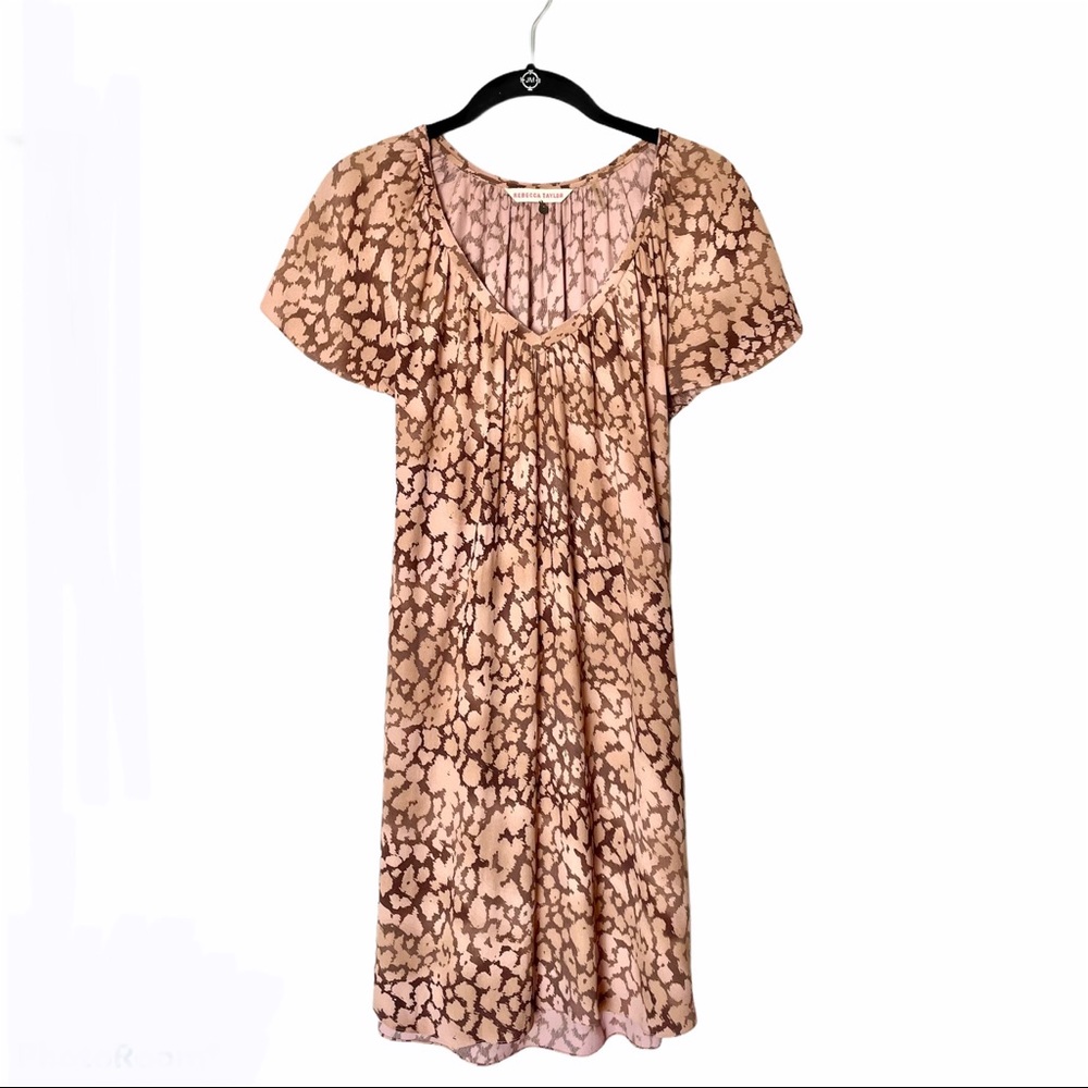 Rebecca Taylor Leopard Cheetah Tunic Shirt Shift Pink/Tan Dress Size 2